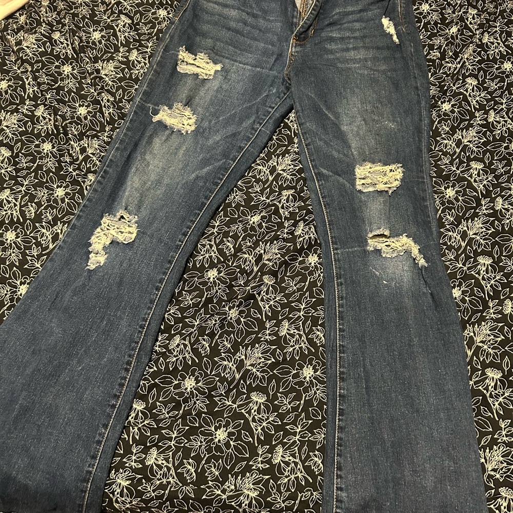 Almost Famous Blue Flare Wide Leg Jeans
